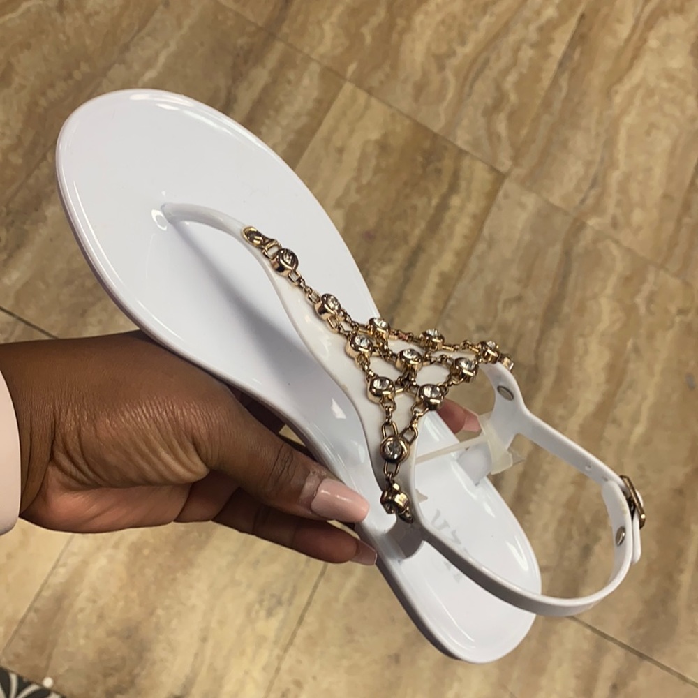 White embellished sandals